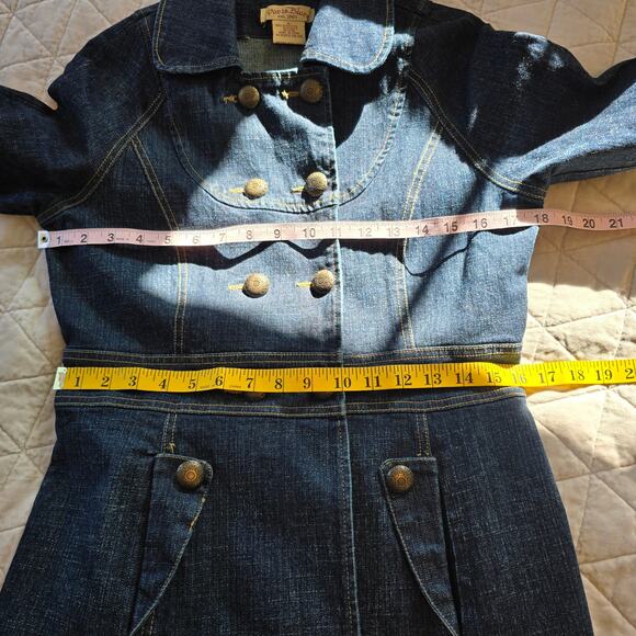 Vintage Paris Blues Denim Coat Women's S Double Breasted Bell Sleeve Y2K Boho - Picture 8 of 12